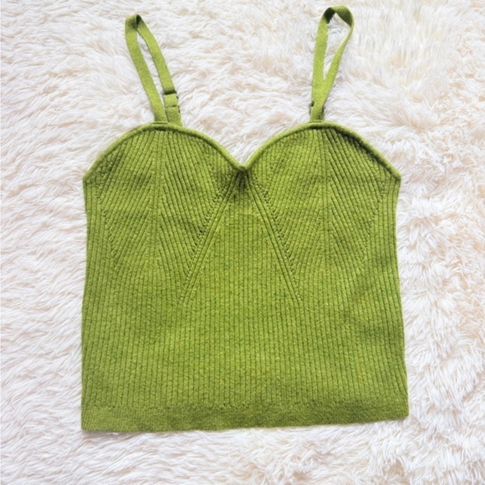 Wild Fable Olive Ribbed Knit Sweetheart Cami